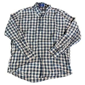 Alan Flusser Men's Shirt Long Sleeve Cotton Plaid Multicolor Button Large